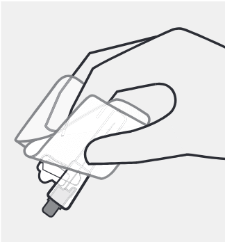 Diagram of person grasping the needle pouch
